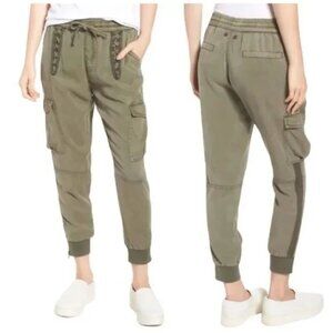 PAM & GELA Pants Womens Large Green Cargo Jogger Lyocell Elastic Waist